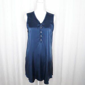 Clary Sage Organics Navy Silk Charmeuse Sleeves Tuni Mini Dress